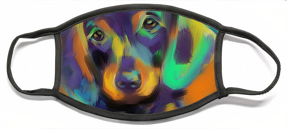 Dog Face Mask featuring the painting Dog Bobby by Go Van Kampen