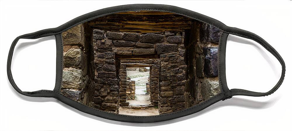 Aztec Face Mask featuring the photograph Aztec Ruins - Doorways Into The Past by Ron Pate