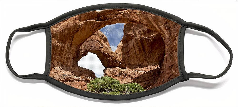 National Parks. Arches Face Mask featuring the photograph Double Arch - Arches NP by Kathy McClure