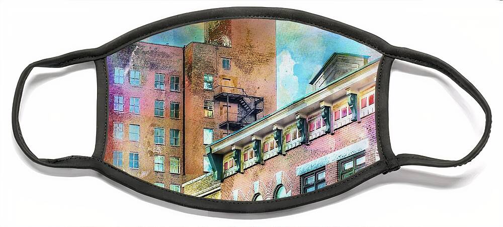 Cityscape Face Mask featuring the digital art Downtown Living In Color by Melissa Bittinger