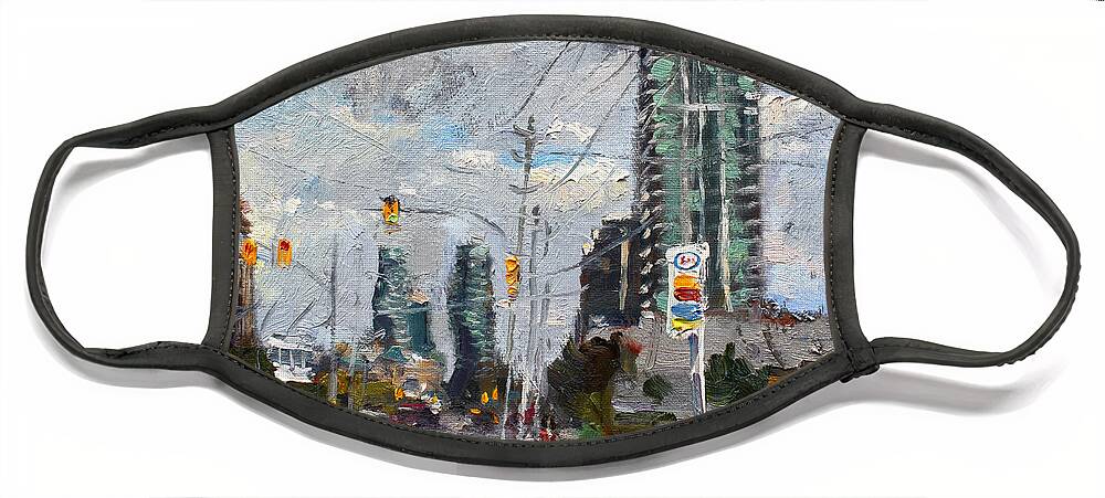 Downtown Mississauga Face Mask featuring the painting Downtown Mississauga ON by Ylli Haruni