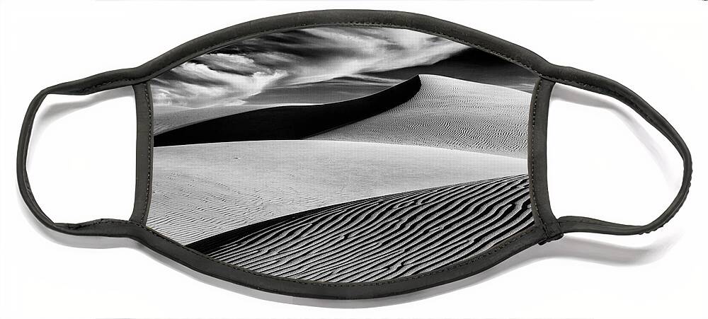 Landscape Face Mask featuring the photograph Dramatic Dunes In Black And White by Mimi Ditchie