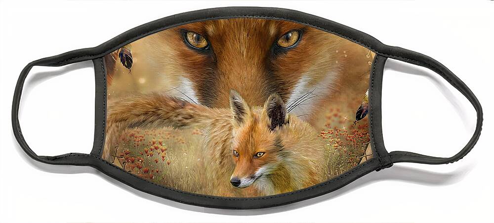 Carol Cavalaris Face Mask featuring the painting Dream Catcher- Spirit Of The Red Fox by Carol Cavalaris