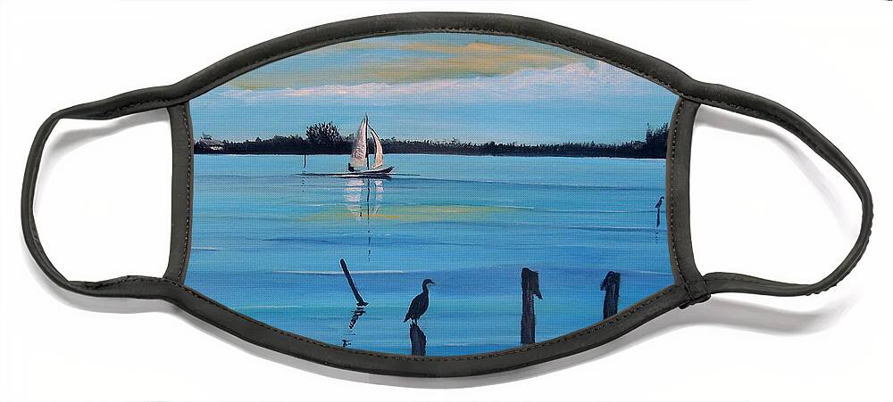 San Pedro Face Mask featuring the painting Dusk approaching by Marilyn McNish