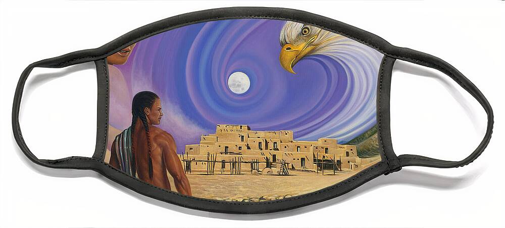 Taos Face Mask featuring the painting Dynamic Taos I by Ricardo Chavez-Mendez