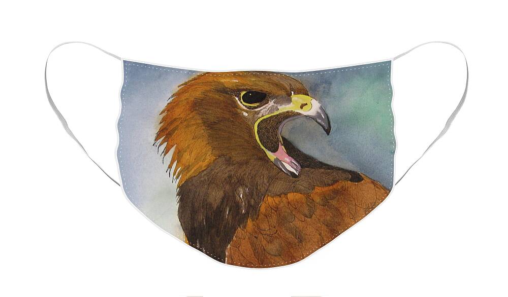 Eagle Face Mask featuring the painting Eagle Totem by Listen To Your Horse