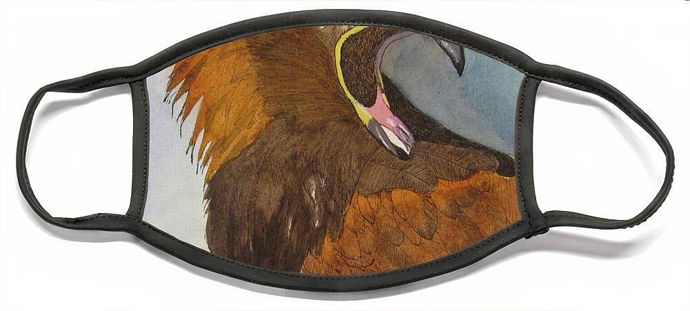 Eagle Face Mask featuring the painting Eagle Totem by Listen To Your Horse