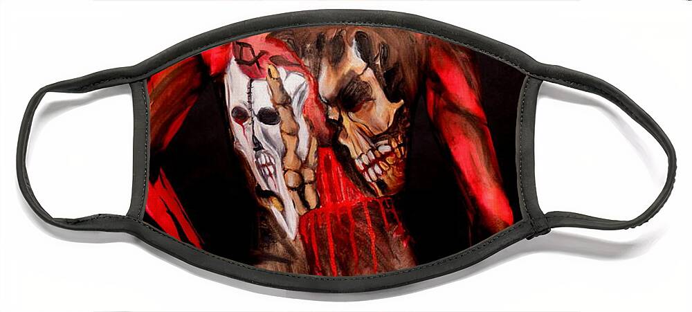 Edgar Allan Poe Face Mask featuring the photograph Edgar Allan Poe Tribute B by Angela Rene Roberts and Cully Firmin