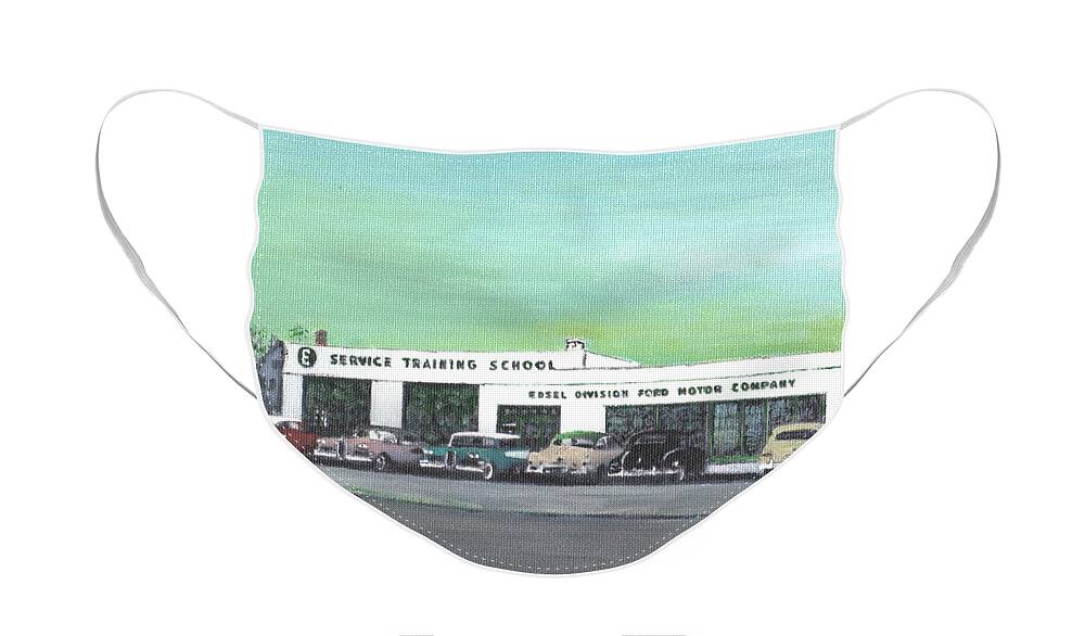 Edsel Face Mask featuring the painting Edsel Training School by Cliff Wilson