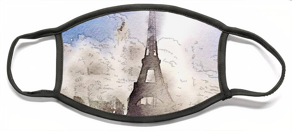 Eiffel Tower Face Mask featuring the painting Eiffel during summer by HELGE Art Gallery