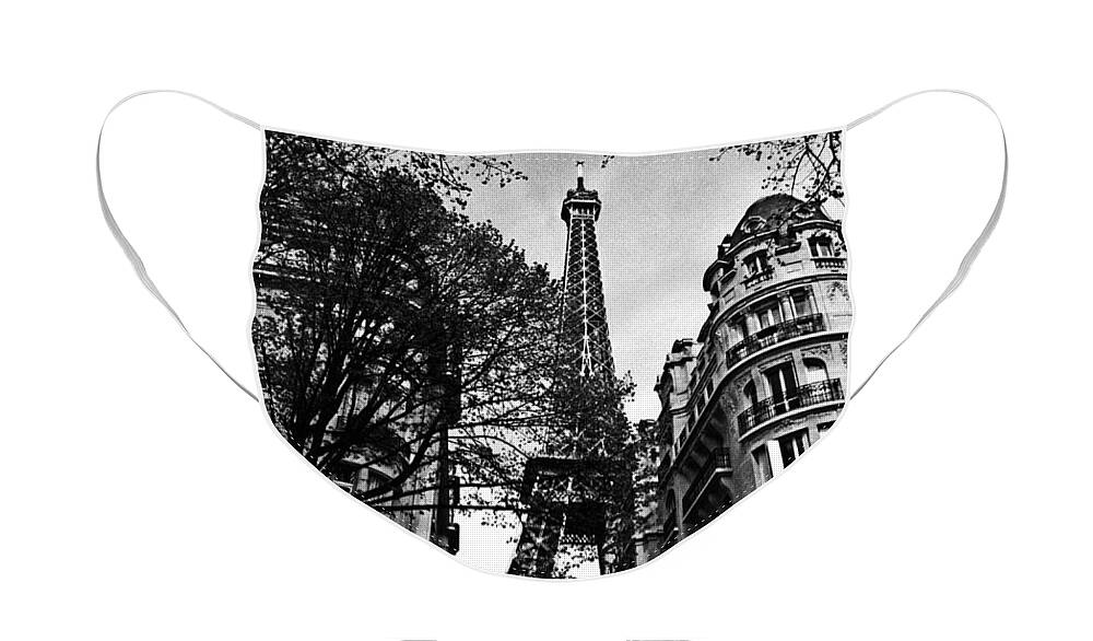 Vintage Eiffel Tower Face Mask featuring the photograph Eiffel Tower Black and White by Andrew Fare