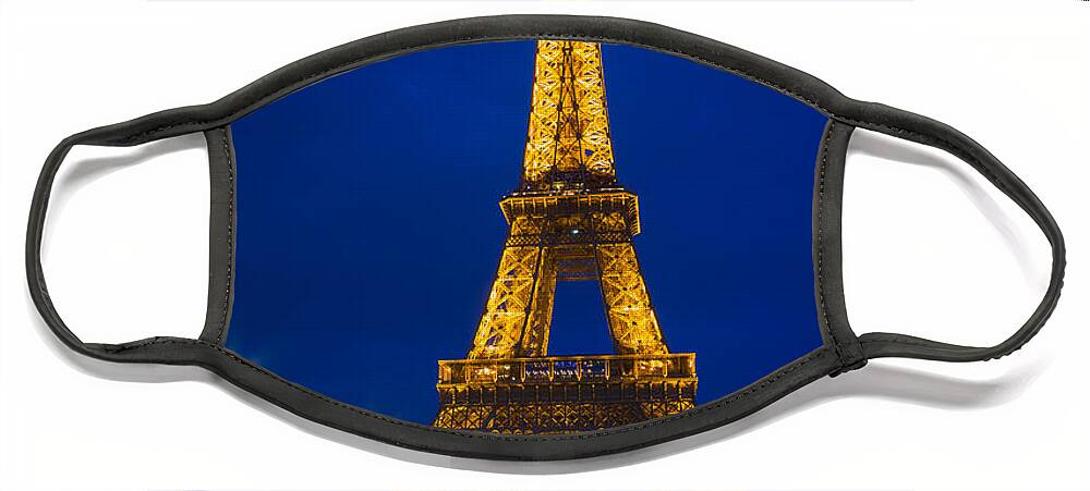 Architectural Face Mask featuring the photograph Eiffel Tower by Night by Inge Johnsson