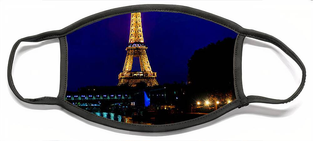 Crystal Face Mask featuring the photograph Eiffel Tower on the Seine by Mitchell R Grosky