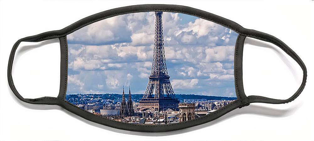 Crystal Cruise Face Mask featuring the photograph Eiffel Tower Panorama by Mitchell R Grosky