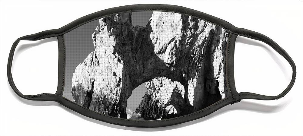 Los Cabos Face Mask featuring the photograph El Arco in Black and White by Sebastian Musial
