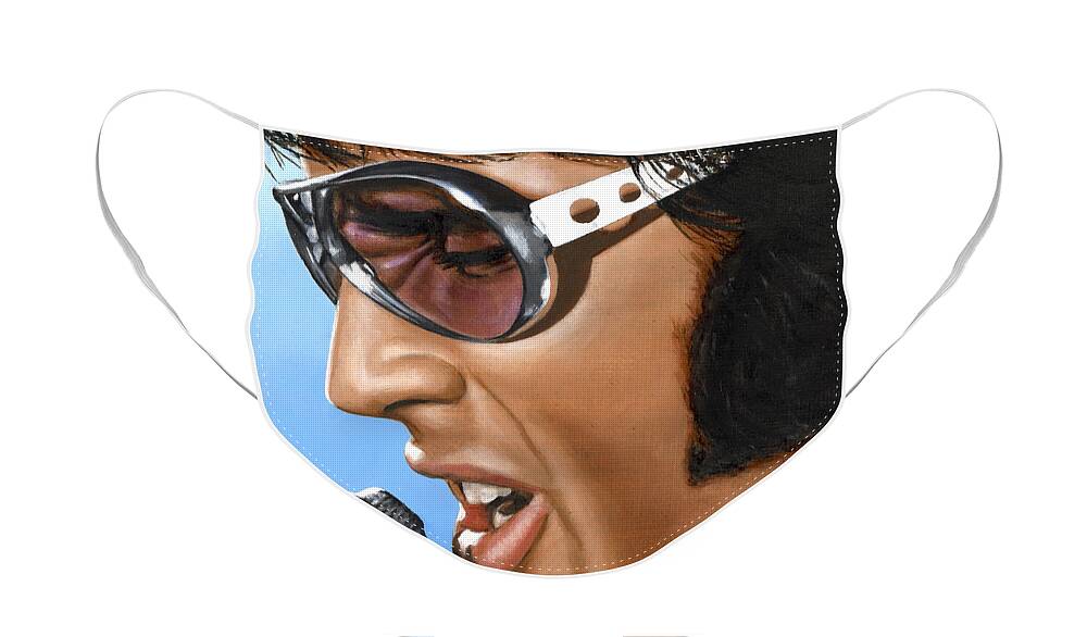 Elvis Face Mask featuring the painting Elvis 24 1970 by Rob De Vries