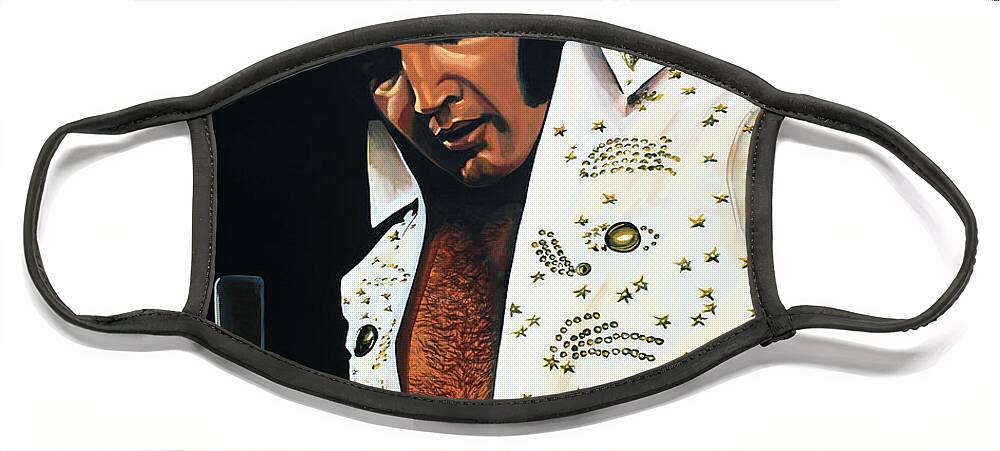 Elvis Face Mask featuring the painting Elvis Presley Painting by Paul Meijering