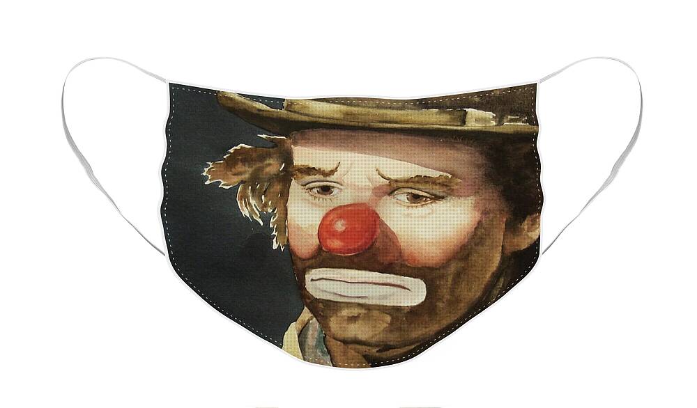 Emmett Kelly Face Mask featuring the painting Emmett Kelly by Greg and Linda Halom