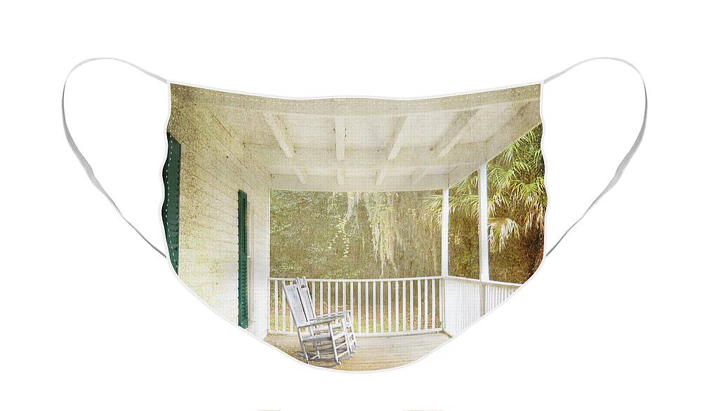 Porch Face Mask featuring the photograph Empty Chairs by Judy Hall-Folde