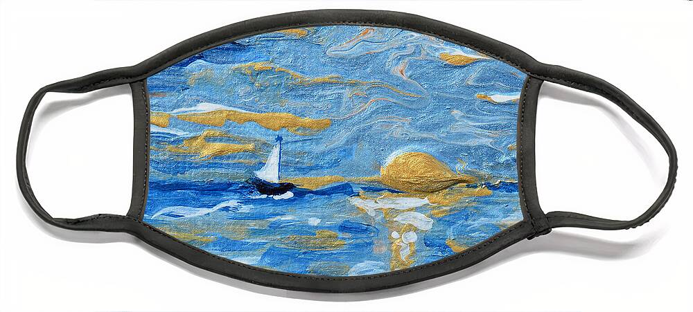 Ship Face Mask featuring the painting End Of The Storm by Donna Blackhall