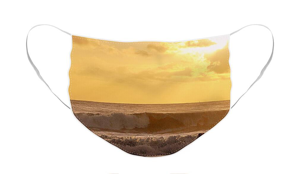 Scenic Face Mask featuring the photograph Enter the Surfer by AJ Schibig