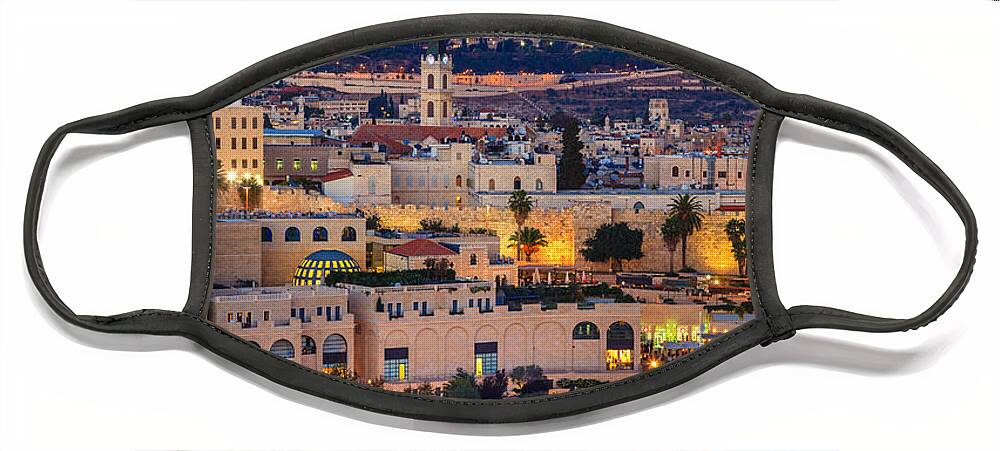 Hebrew University Face Mask featuring the photograph Evening in Jerusalem by Alexey Stiop