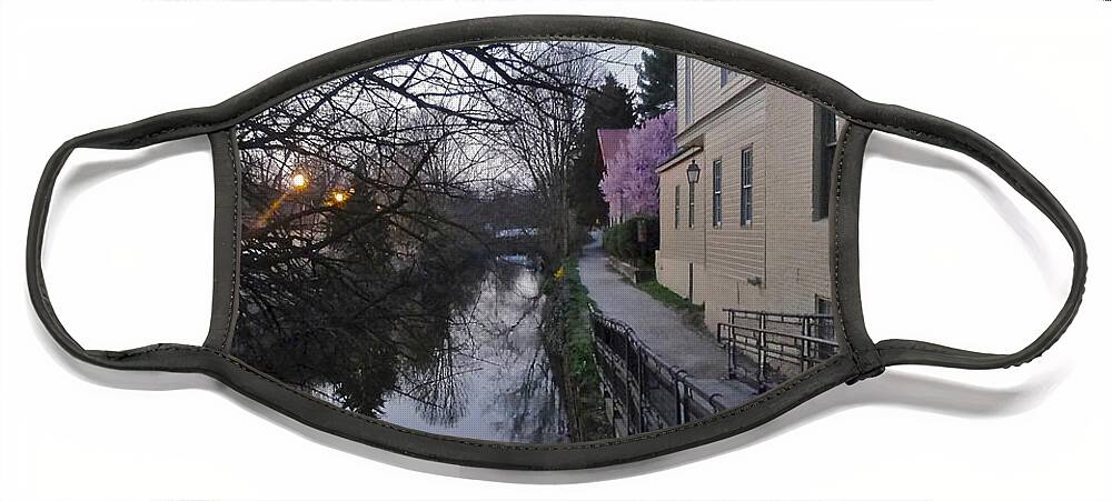 Bridge Street Face Mask featuring the photograph Evening on the Canal Path by Christopher Plummer