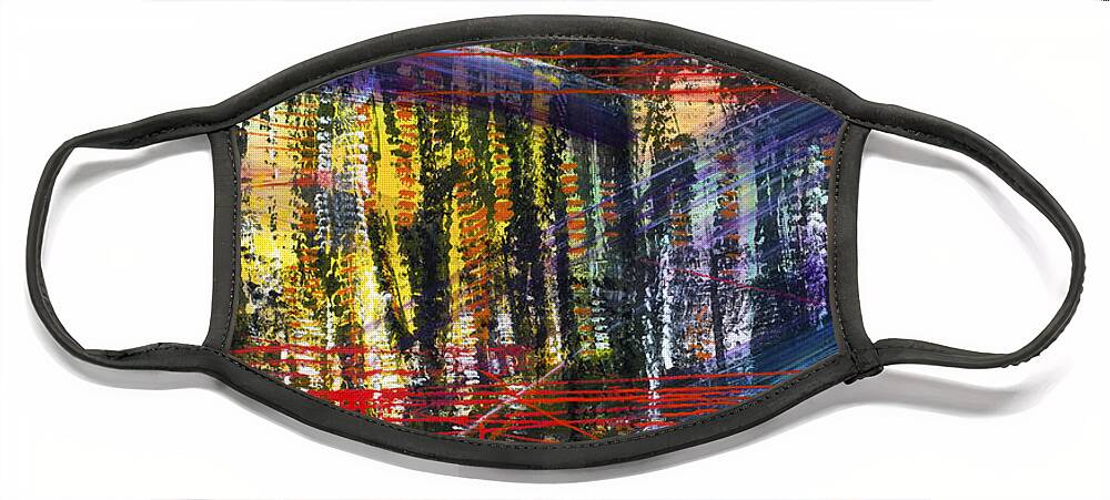 Abstract Face Mask featuring the painting Evening Pond By a Road by Lynn Hansen