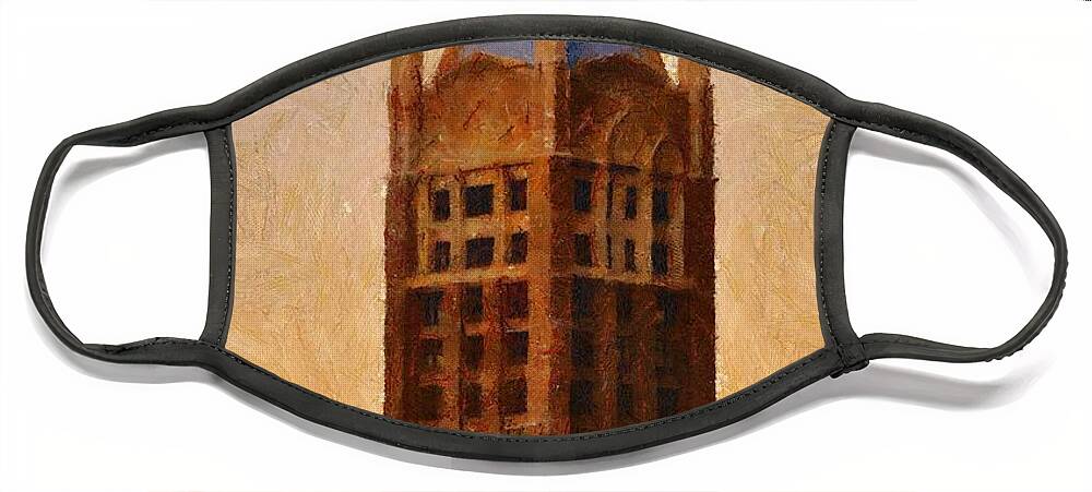 Architecture Face Mask featuring the painting Fading Slowly Into Night by Jeffrey Kolker