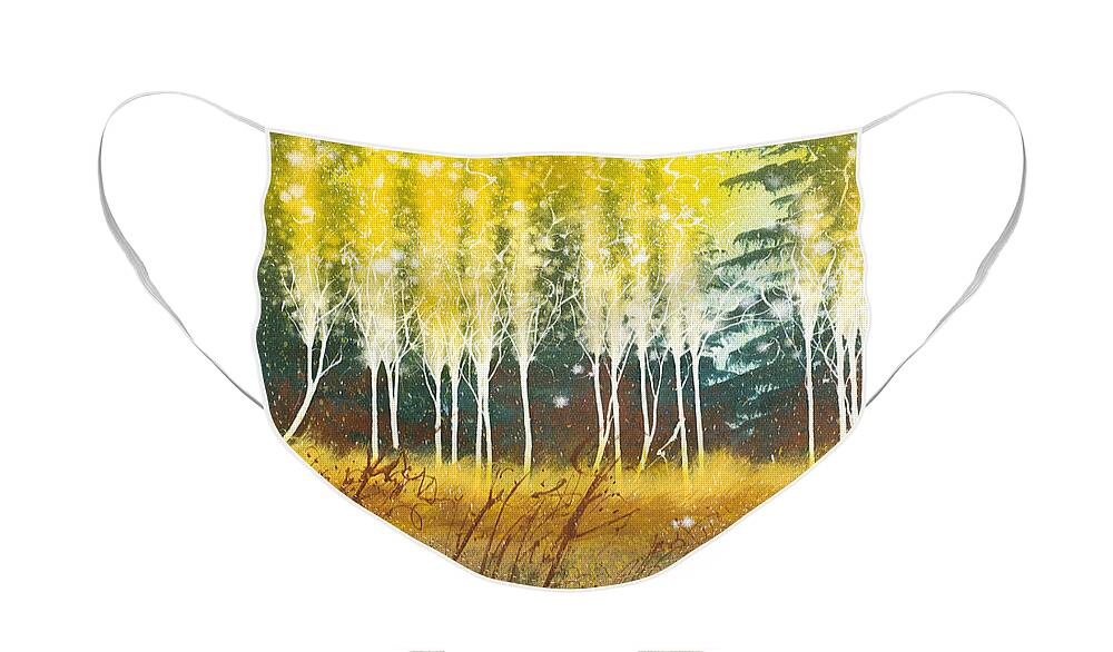 Symbolic Face Mask featuring the painting Fairy Trees by Lynn Hansen