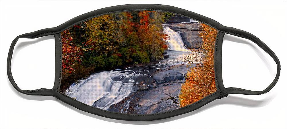 Dupont Triple Falls Face Mask featuring the photograph Fall at Triple Falls by Carol Montoya