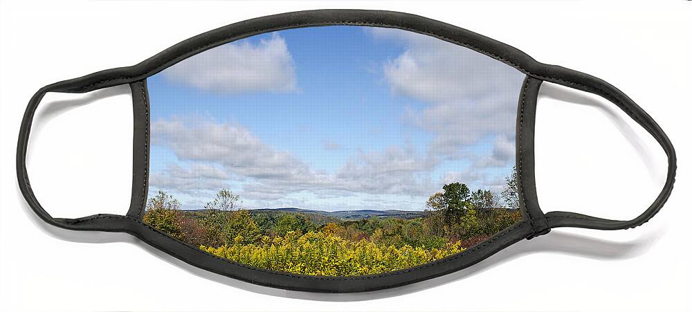 Blue Sky Face Mask featuring the photograph Blue Sky On The Horizon by Christina Rollo