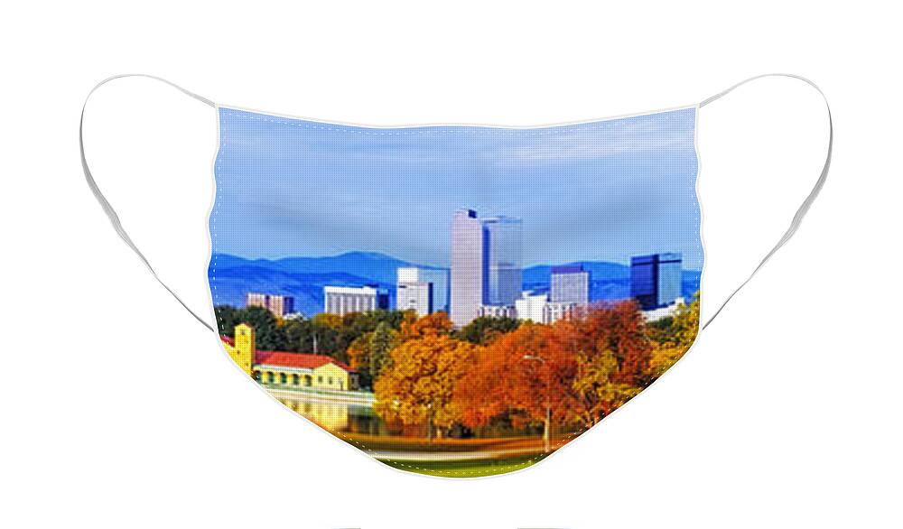 5280 Face Mask featuring the photograph Fall in Denver Colorado by Teri Virbickis