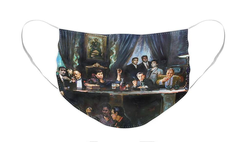 Celebrities Face Mask featuring the painting Fallen Last Supper Bad Guys by Ylli Haruni