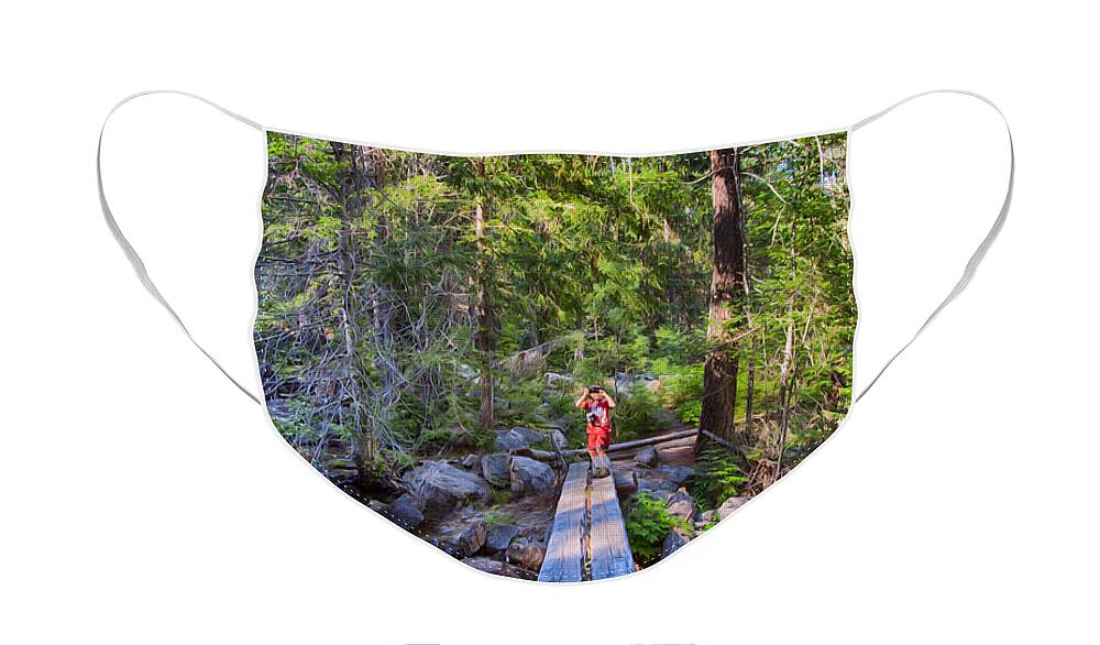 Methow Valley Face Mask featuring the photograph Falls Creek Footbridge by Omaste Witkowski
