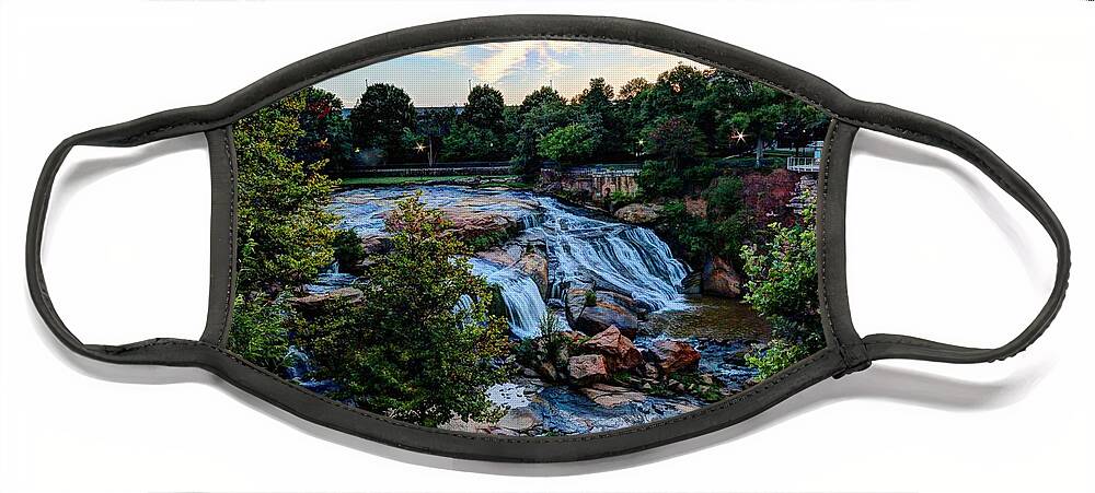 Greenville South Carolina Reedy River Face Mask featuring the photograph Falls Park on the Reedy by Carol Montoya