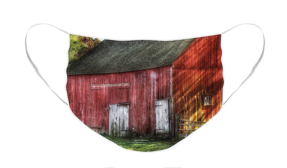 Savad Face Mask featuring the photograph Farm - Barn - The old red barn by Mike Savad