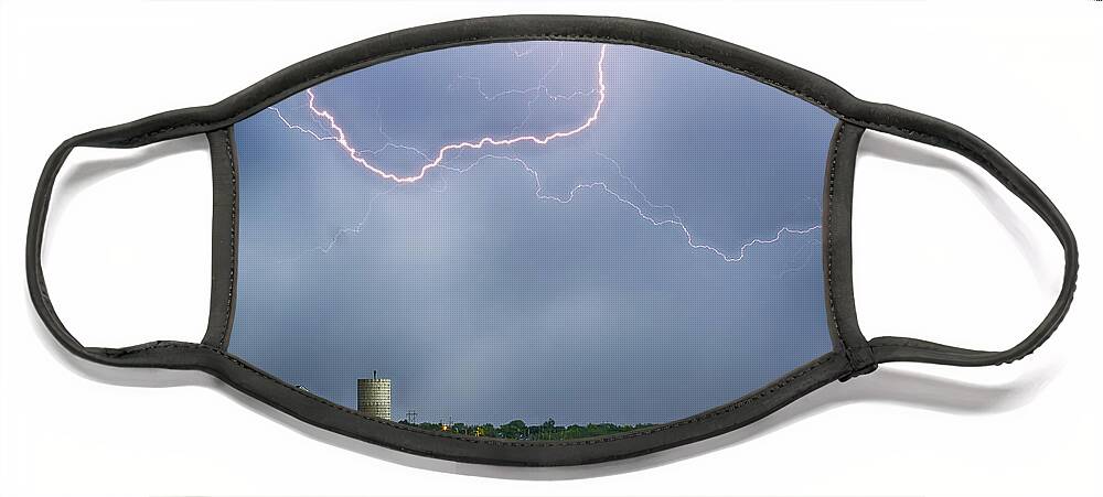Lightning Face Mask featuring the photograph Farm Storm HDR by James BO Insogna