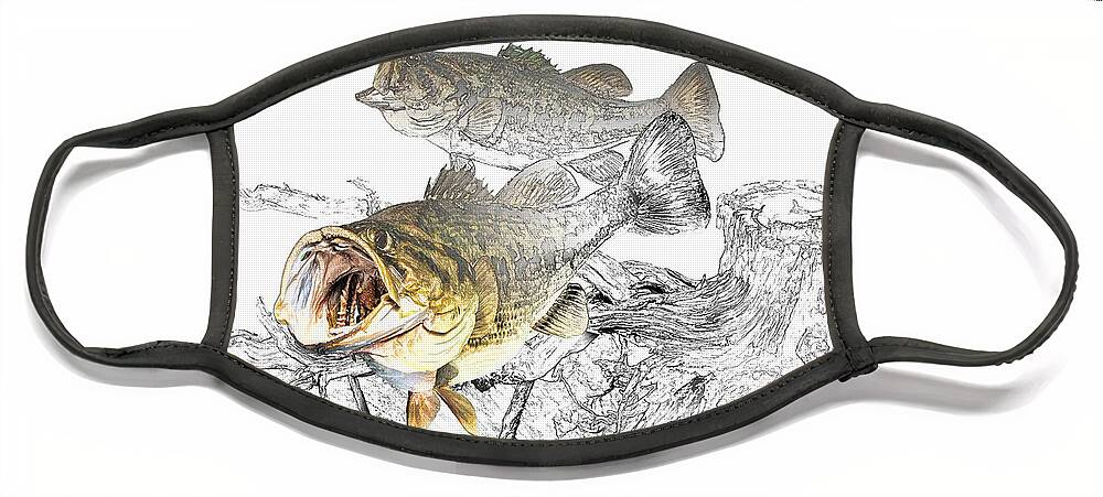 Fish Face Mask featuring the photograph Feeding Largemouth Black Bass by Randall Nyhof
