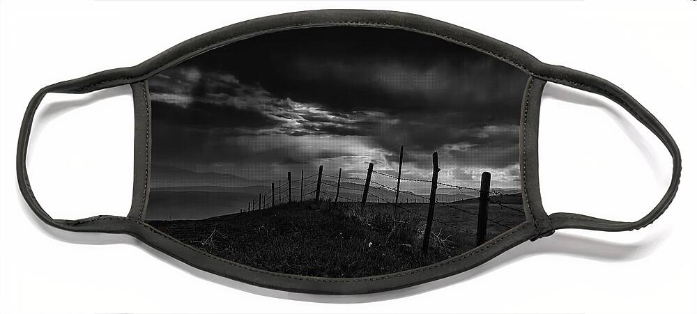 Black And White Face Mask featuring the photograph Fence Line by Theresa Tahara