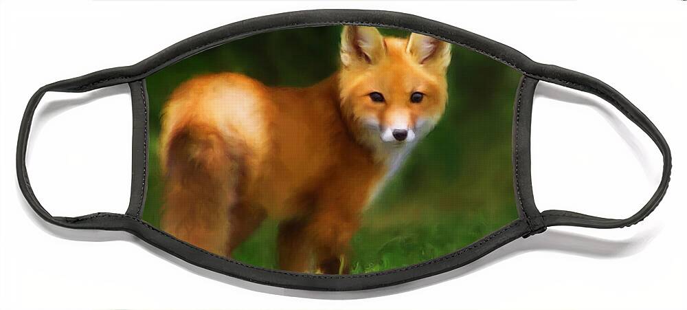 Fox Face Mask featuring the painting Fiery Fox by Christina Rollo
