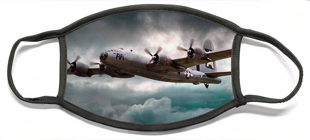 Fifi B29 Superfortress Face Mask featuring the digital art Fifi by Airpower Art