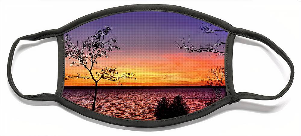 Ny Face Mask featuring the photograph Finger Lakes Purple Sunset by Mitchell R Grosky