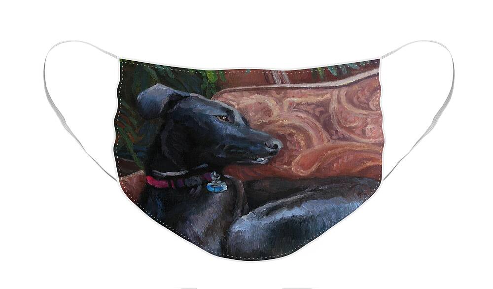 Dog Face Mask featuring the painting Finley by Jeff Dickson