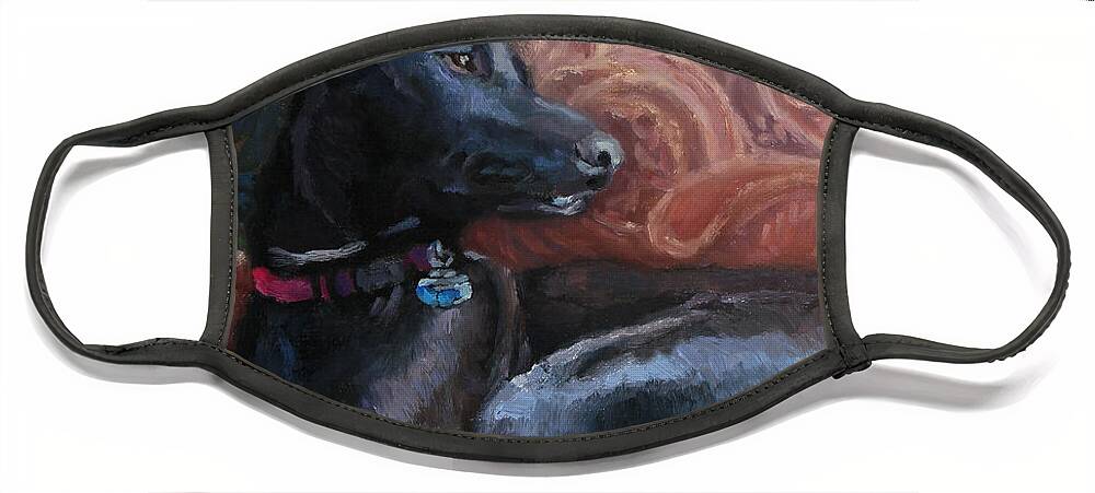 Dog Face Mask featuring the painting Finley by Jeff Dickson