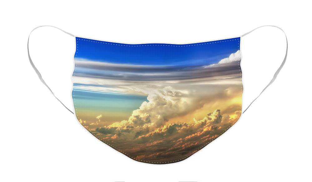 Sunset Face Mask featuring the photograph Fire in the Sky from 35000 Feet by Scott Norris