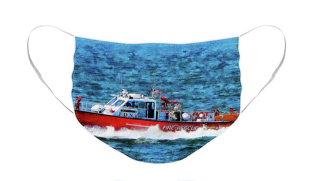 Firefightefire Engine Face Mask featuring the photograph Fire Rescue Boat by Susan Savad