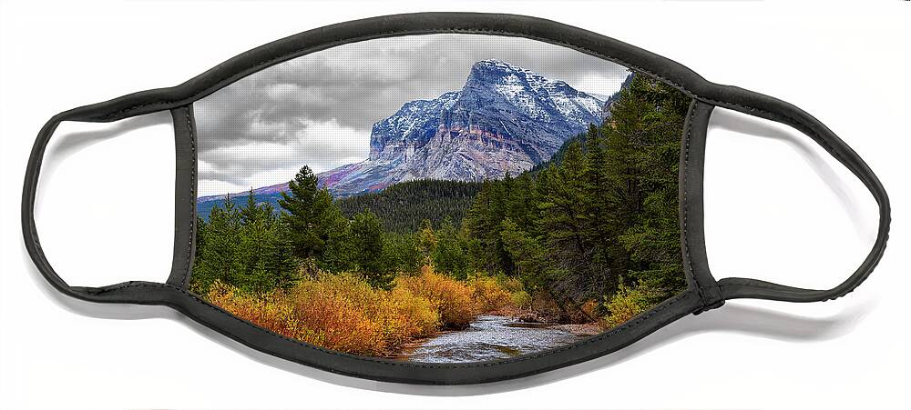 Montana Face Mask featuring the photograph First Dusting of Snow by Mary Jo Allen