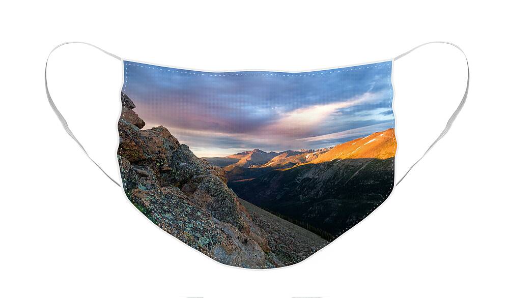 Rmnp Face Mask featuring the photograph First Light on the Mountain by Ronda Kimbrow