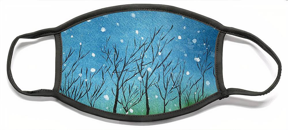 First Face Mask featuring the painting First Snow by Oiyee At Oystudio